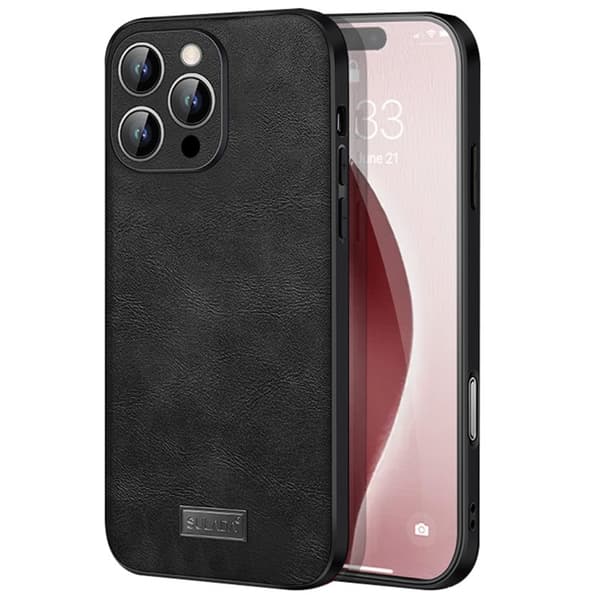 SULADA Mobilskal till iPhone 16 Pro Max PU Läder TPU PC Baksidan - Svart
