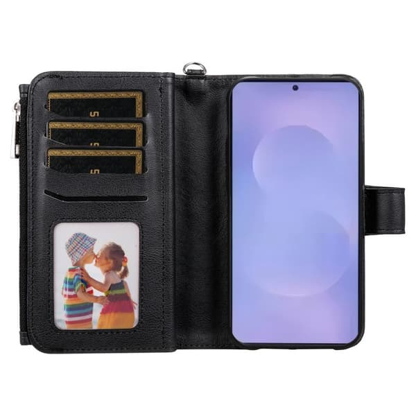 Plånboksfodral för Samsung Galaxy S26 Plus Magnetiskt Konstläder - Svart