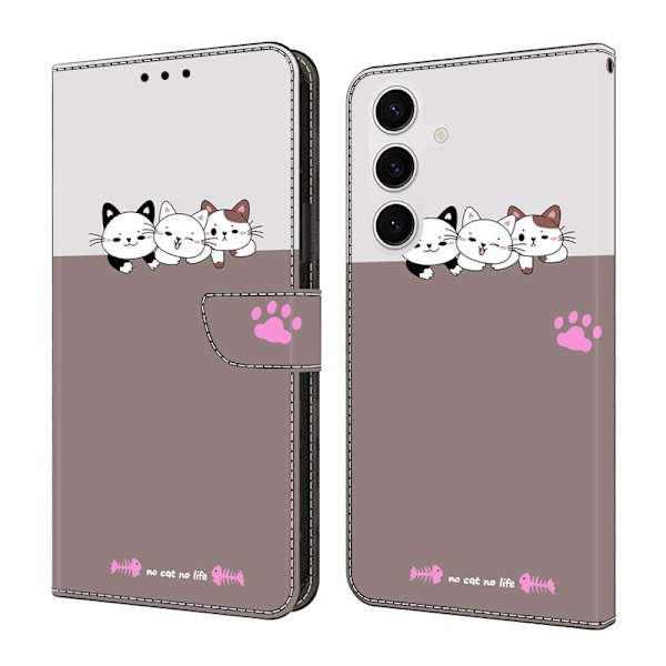 Samsung Galaxy S26 Plånboksfodral Fällbart Ställ Konstläder Mönster - Katter
