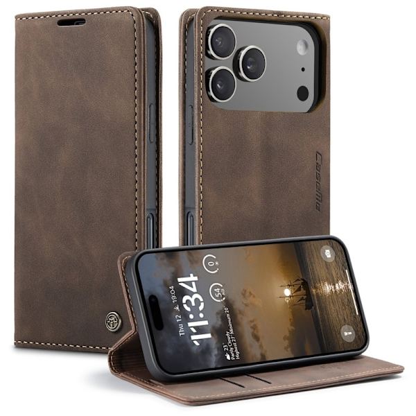 CASEME 013 iPhone 17 Pro Case Plånboksfodral Konstläder - Kaffe