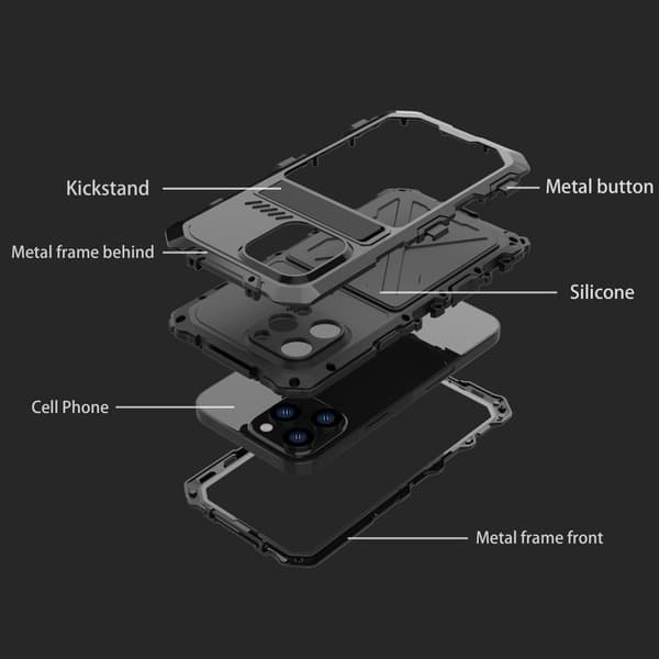 R-JUST Mobilskal till iPhone 14 Plus i Silikon och Metall - Svart