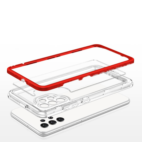 Galaxy A72 4G Cover Clear 3in1 - punainen