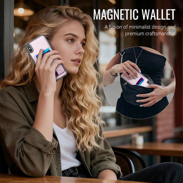 JEEHOOD Mobilskal till iPhone XS Max MagSafe Läder - Rosa Rosa