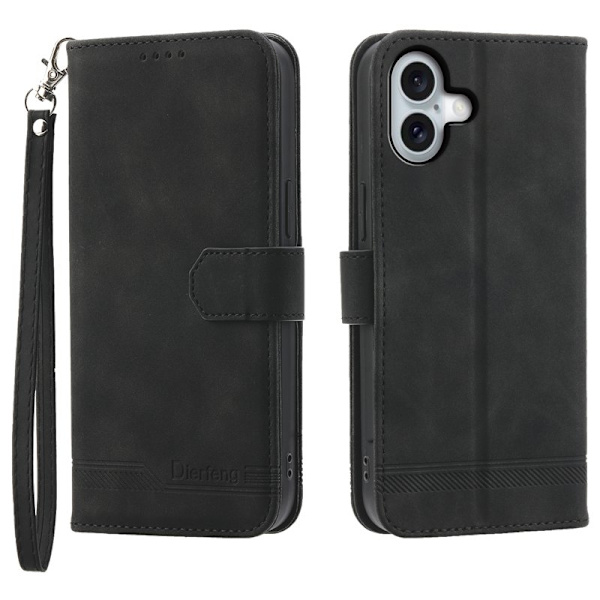 DIERFENG DF-03 Plånboksfodral för iPhone 17 Konstläder - Svart
