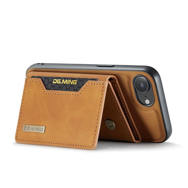 DG.MING iPhone 16e Konstläder Plånboksfodral PU + PC + TPU - Brun
