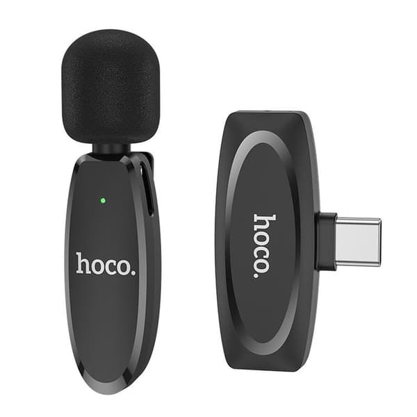 HOCO 2-st Trådlös Lavaliermikrofon Lightning, USB-C L15 - Svart Svart