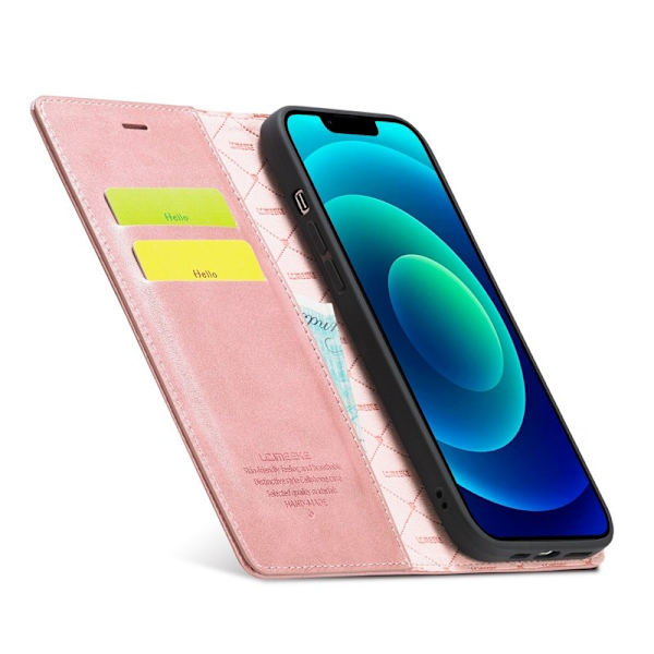 LC.IMEEKE iPhone 14 Plånboksfodral Konstläder - Roséguld