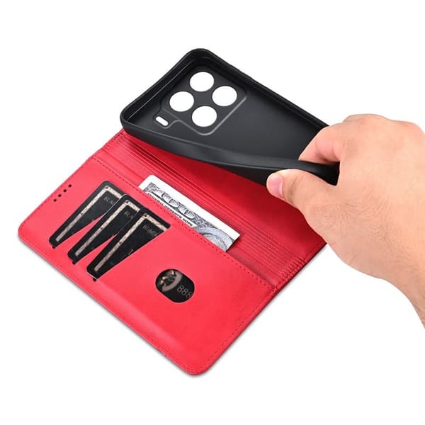 AZNS Xiaomi 15 Pro Plånboksfodral Konstläder - Röd