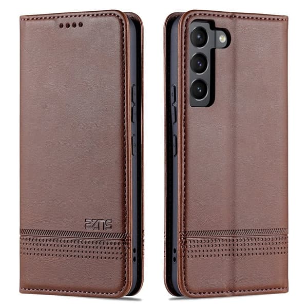 AZNS Samsung Galaxy S22 5G Plånboksfodral Konstläder - Brun