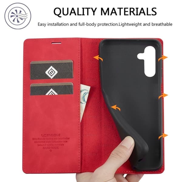 LC.IMEEKE Samsung Galaxy A55 5G Plånboksfodral Konstläder - Röd