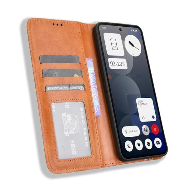 Nothing Phone (3a) Pro Plånboksfodral Retro Kickstand - Brun Brun