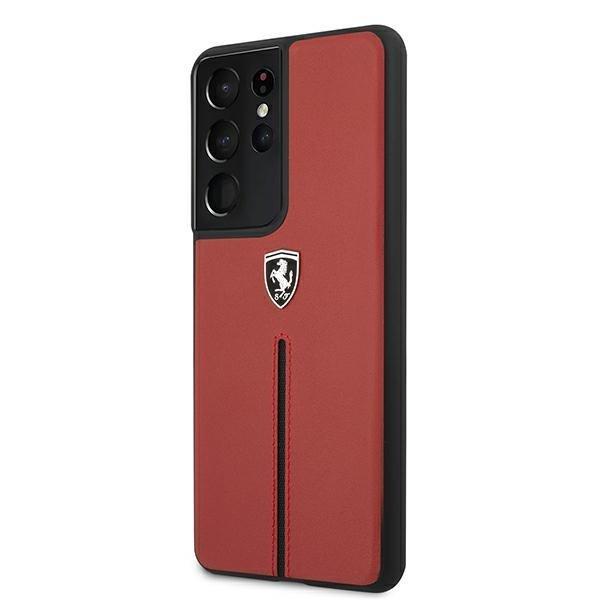 Ferrari Cover Galaxy S21 Ultra Off Track Læder Nylon Stripe - R Red