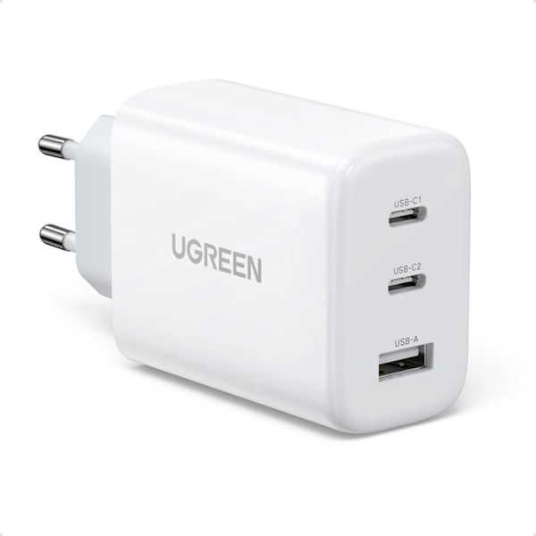 Ugreen Väggladdare 2x USB Typ-C 65W PD3.0, QC3.0/4.0 - Vit