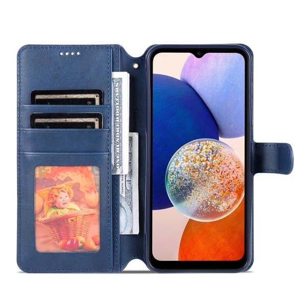 AZNS Samsung Galaxy A14 Plånboksfodral Konstläder - Blå