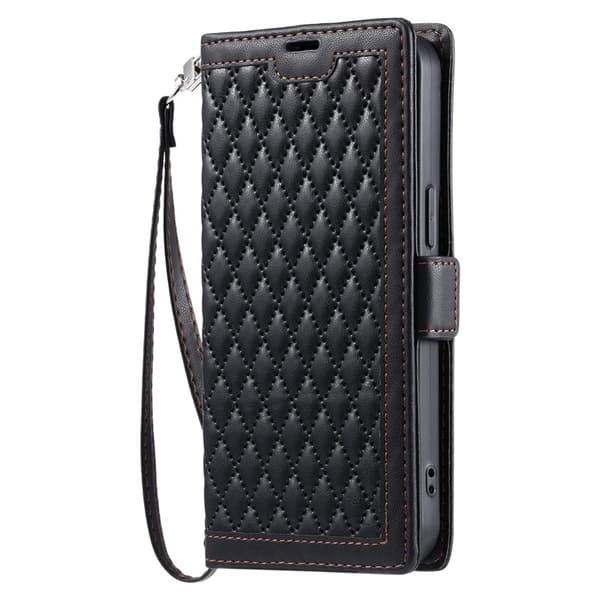 Samsung Galaxy S26/S26 Pro Plånboksfodral Konstläder Rhombus - Svart