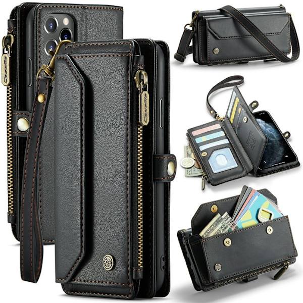 CASEME Plånboksfodral Konstläder för iPhone 11 Pro Max - Svart