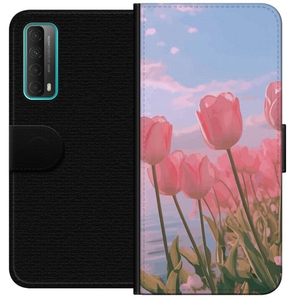 Plånboksfodral till Huawei P smart 2021 med Rosa Tulpaner