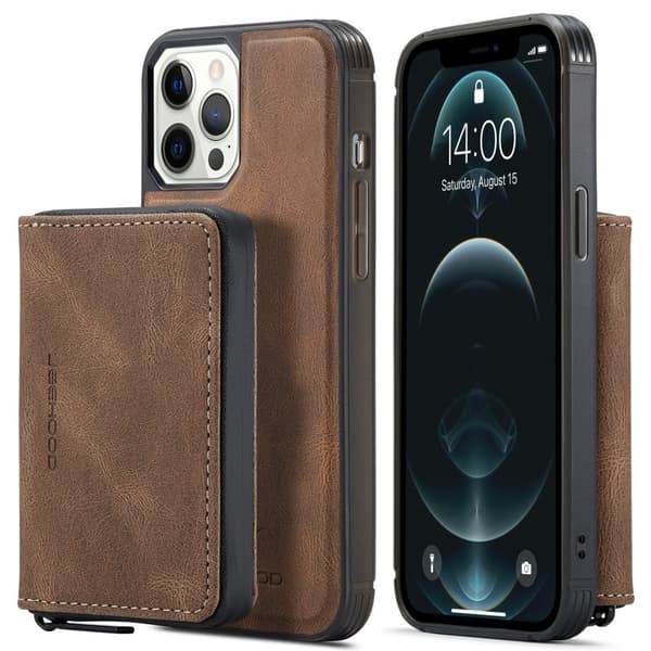 JEEHOOD 2-in-1 Hybrid Mobilskal med för iPhone 12 Pro - Brun