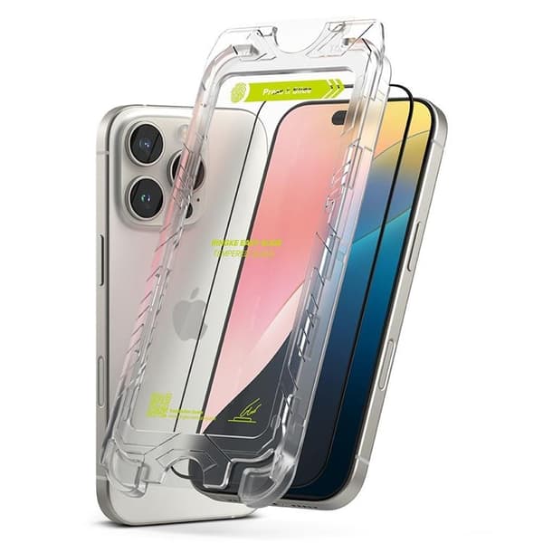 [2-Pack] Ringke iPhone 16 Pro Max Härdat glas Skärmskydd Easy Slide - Svart Svart