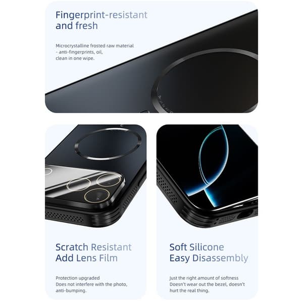 ABEEL Mobilskal till iPhone 16 Pro Magnetiskt TPU PC KylSvart