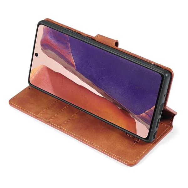 DG.MING Vintage Plånboksfodral Konstläder Samsung Galaxy Note20 - Brun