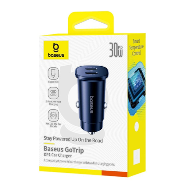 Baseus Billaddare 30W 2x USB-C GoTrip - Svart Svart