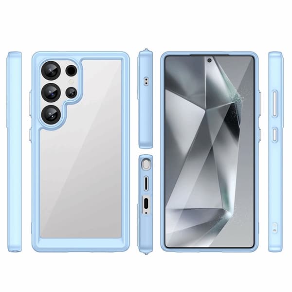 Telefontaske til Galaxy S25 Ultra Outer Space med Ramme - Blå Blå