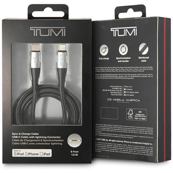 TUMI TUCCSMFI Kabel USB-C til Lightning 1.5m - Sort