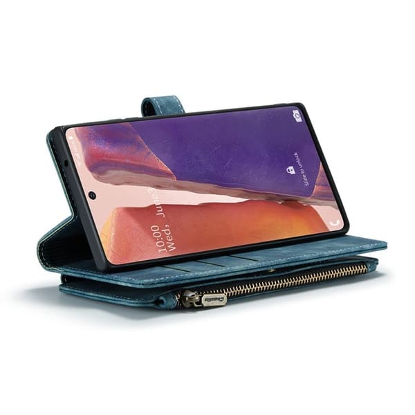 CASEME Konstläder Plånboksfodral för Samsung Galaxy Note20 - Blå