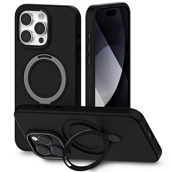 Mercury Telefontaske til iPhone 15 Plus MagSafe Stand Silikone - Sort