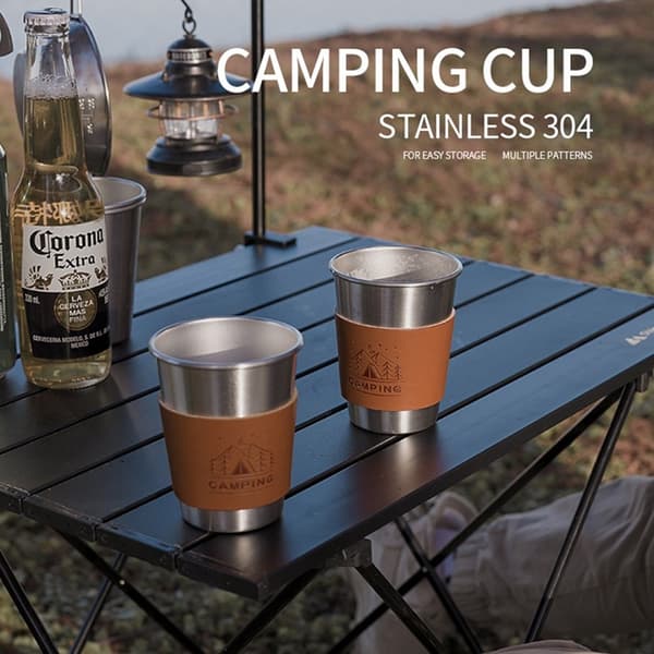 SHINETRIP Campingmugg i Rostfritt Stål 4 delar 350 ml - Blandning