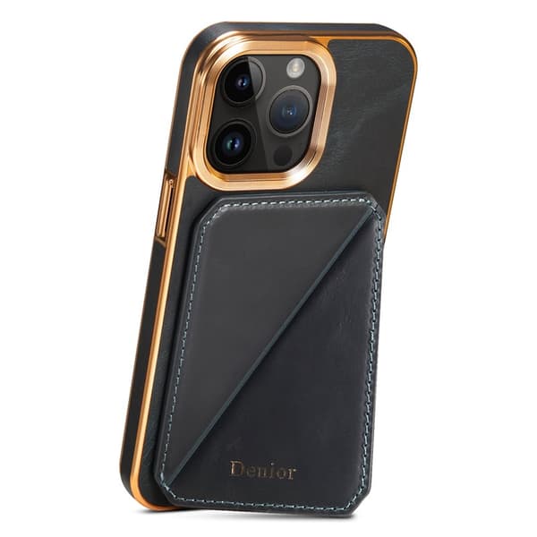 DENIOR Mobilskal till iPhone 14 Pro Max Äkta Läder TPU+PC Blå