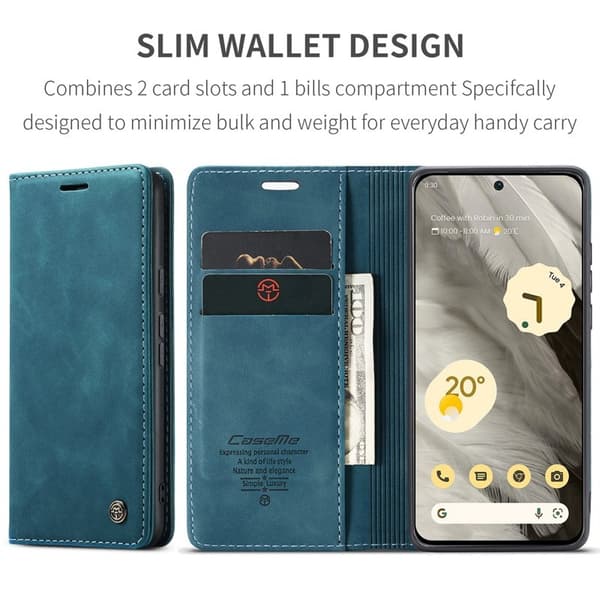 CASEME 013 Mobilskal till Google Pixel 8 Magnetiskt KonstLäder - Blå