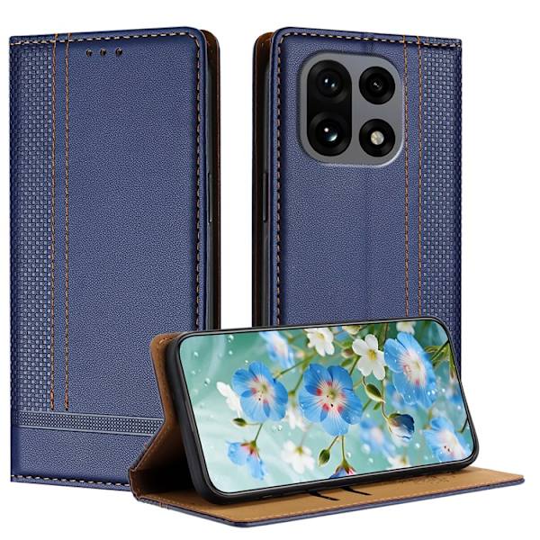 OnePlus 15 Plånboksfodral L-Shaped Grid Pattern Konstläder Blå