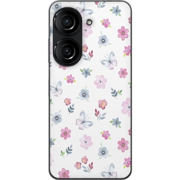 Telefontaske til Asus Zenfone 10 med blomster og sommerfugle