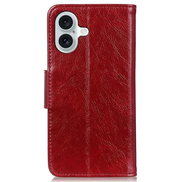iPhone 17 Plånboksfodral Nappa Texture Äkta Läder - Röd Röd