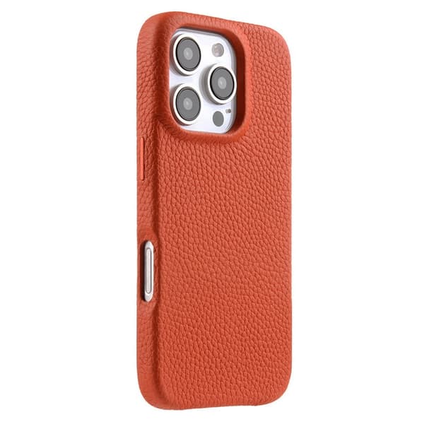 MELKCO Mobilskal till iPhone 16 Pro Magnetiskt Äkta Läder PC Orange
