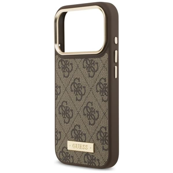 Guess Mobilskal till iPhone 17 Pro MagSafe 4G Logo Plate - Brun
