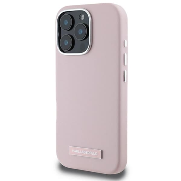 Karl Lagerfeld Mobilskal till iPhone 16 Pro Max MagSafe Metal Plate Rosa