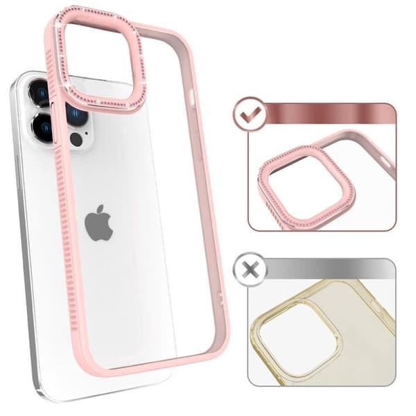 Kingxbar iPhone 13 Pro Skal Sparkles med Crystals - Rosa Rosa