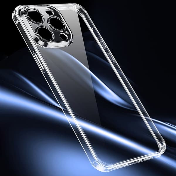 SULADA TPU Mobilskal + Härdat Glas för iPhone 15 Pro - Transparent Blå