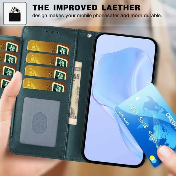 Samsung Galaxy S26 Edge Plånboksfodral Med Rem Konstläder Ställ - Grön
