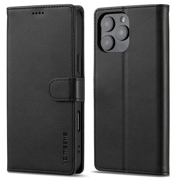 LC.IMEEKE iPhone 16 Pro Max Plånboksfodral Konstläder - Svart