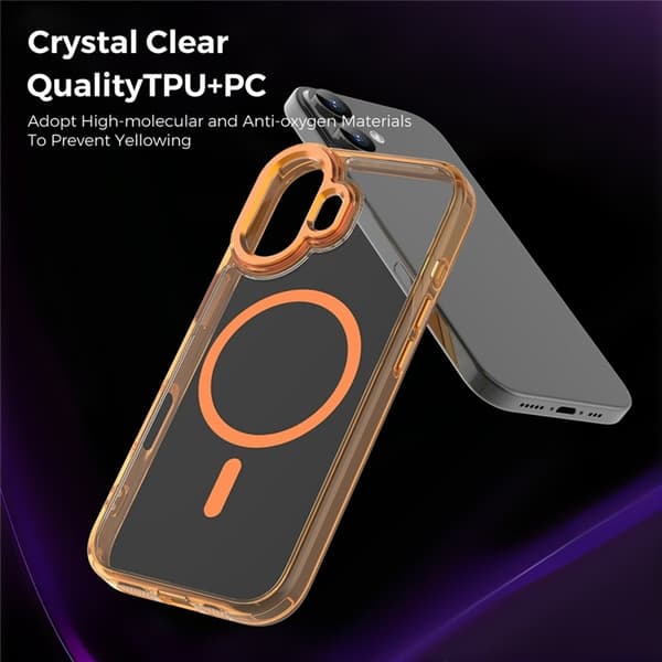 Mobilskal till iPhone 17 MagSafe Transparent TPU+PC - Orange Orange