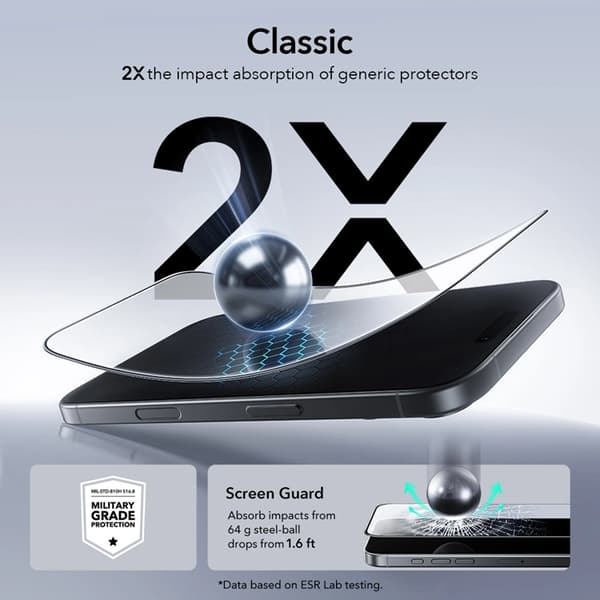ESR [2-Pack] iPhone 17 Härdat Glas Skärmskydd - Clear Transparent