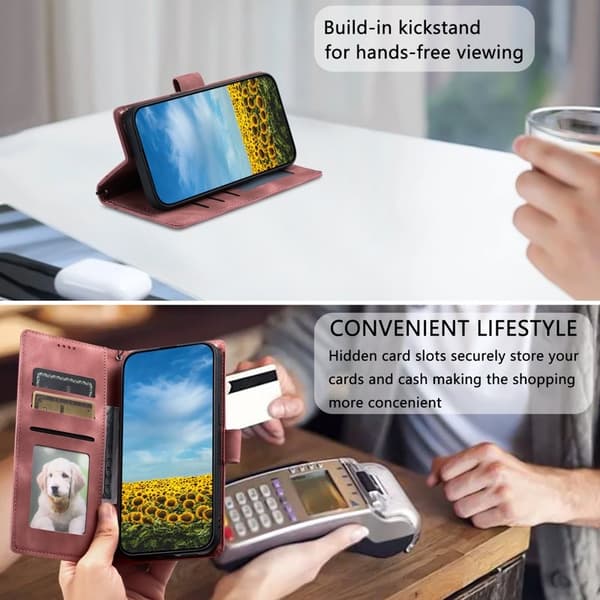 Samsung Galaxy S26 Plånboksfodral Imprinted Totem Konstläder - Roséguld