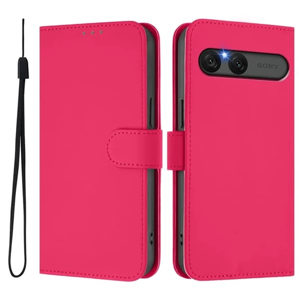 Sony Xperia 10 VII Plånboksfodral Solid Color Konstläder - Rosröd Röd