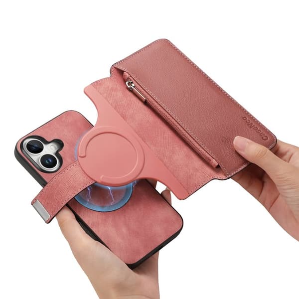 CASENEO MW-02 iPhone 16 Plus Plånboksfodral Konstläder - Rosa