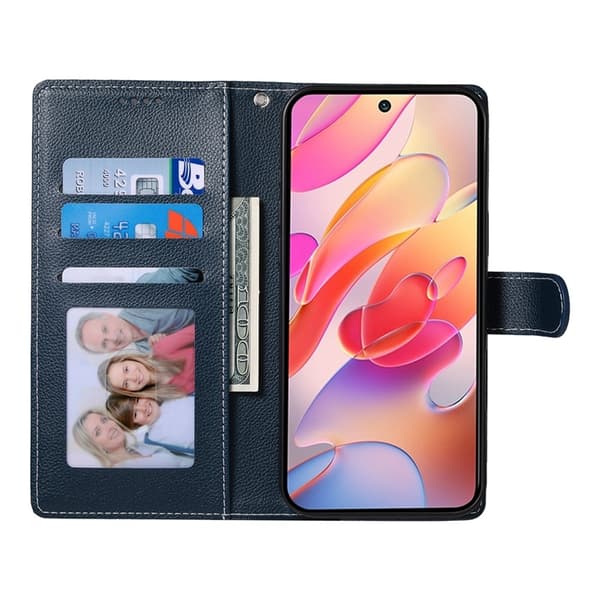 Galaxy A17/A26 Plånboksfodral Litchi Konstläder Magnetic - Blå Blå