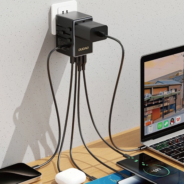 Dudao Reseadapter 35W 3x USB-C 2x USB-A A35Pro - Svart Svart